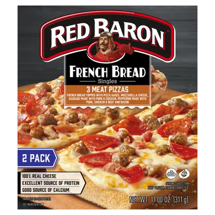 French Bread Singles 3 Meat Pizzas