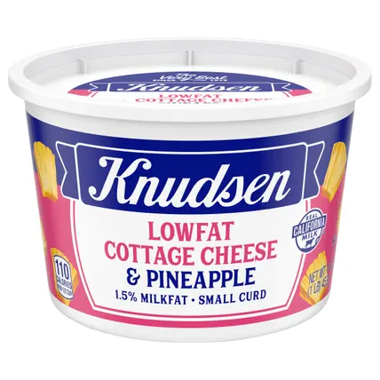 Lowfat Small Curd Cottage Cheese & Pineapple with 1.5% Milkfat, 16 oz Tub
