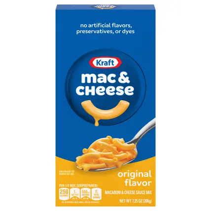 Kraft Original Mac & Cheese Macaroni and Cheese Dinner, 7.25 oz Box