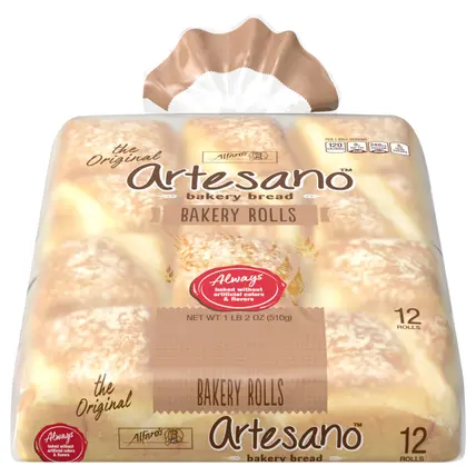 Alfaro's Artesano White (Club Pack) Bakery Rolls, 12 count, 18 oz