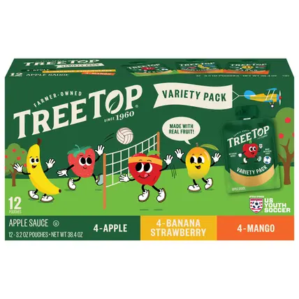 Apple/Banana Strawberry/Mango Apple Sauce Variety Pack 12 - 3.2 oz Pouches