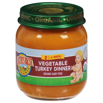 Earth's Best Organic 2 (6+ Months) Vegetable Turkey Dinner Baby Food 4 oz