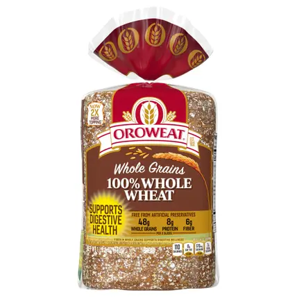 Whole Grains 100% Whole Wheat Bread, 24 oz