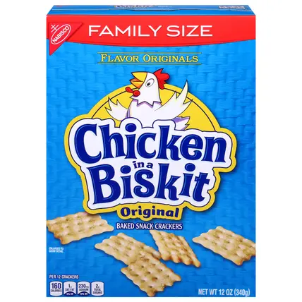 Chicken in a Biskit Original Baked Snack Crackers Family Size 12 oz