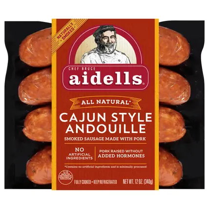 Aidells® Smoked Pork Sausage, Cajun Style Andouille, 12 oz. (4 Fully Cooked Links)