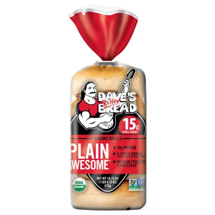 Dave's Killer Bread Organic Plain Awesome Bagels 16.75 oz