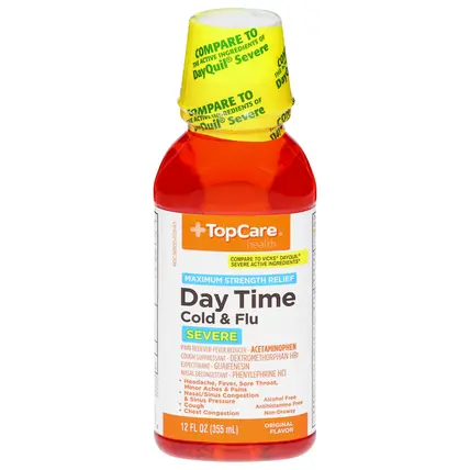 TopCare Health Severe Maximum Strength Relief Day Time Original Flavor Cold & Flu 12 fl oz