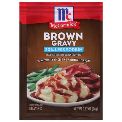 McCormick 30% Less Sodium Brown Gravy Mix 0.87 oz