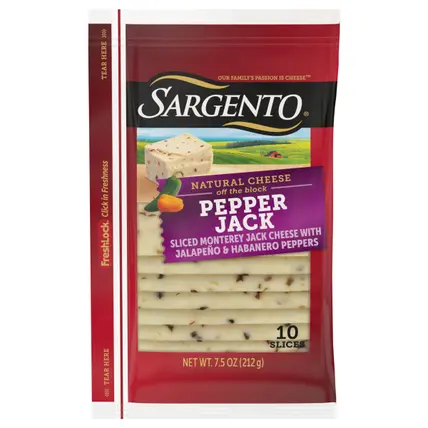 Sargento Natural Pepper Jack Sliced Cheese 10 ea