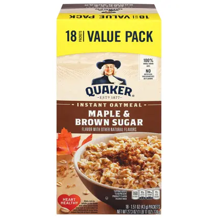 Maple & Brown Sugar Instant Oatmeal Value Pack 18 - 1.51 oz Packets
