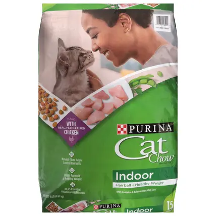 Cat Chow Indoor Adult Hairball + Healthy Weight with Chicken Cat Food 15 lb