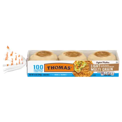 Thomas' Light Multi Grain English Muffins, 6 count, 12 oz