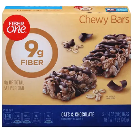 Fiber One Oats & Chocolate Chewy Bars 5 - 1.4 oz Bars