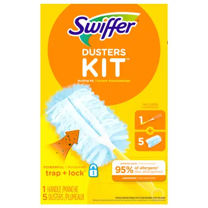 Dusters Starter Kit for Cleaning, Kit Includes 1 Handle and 5 Dusters
