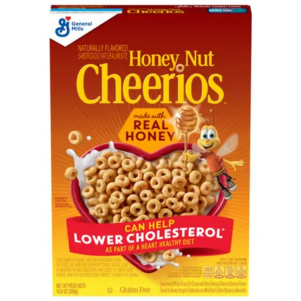 Honey Nut Cheerios Heart Healthy Breakfast Cereal, Gluten Free Cereal With Whole Grain Oats, 10.8oz