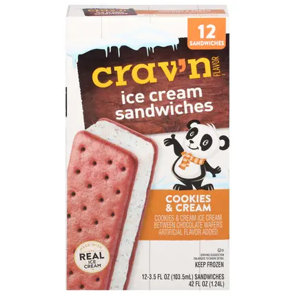 Cookies & Cream Ice Cream Sandwiches 12 ea