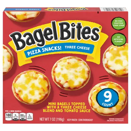 Three Cheese Mini Pizza Bagel Frozen Snacks, 9 ct Box