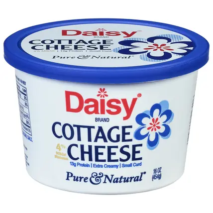 Daisy Pure & Natural 4% Milkfat Minimum Small Curd Cottage Cheese 16 oz