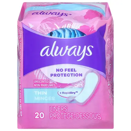 Always Thin Unscented Liners 20 ea