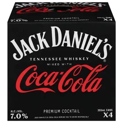 Jack Daniel's Tennesse Whiskey Premium Coca Cola Cocktail 4 - 355 ml Cans