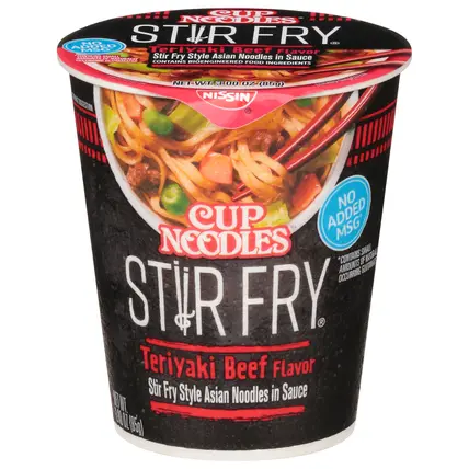 Cup Noodles Stir Fry Teriyaki Beef Flavor Asian Noodles in Sauce 3.00 oz
