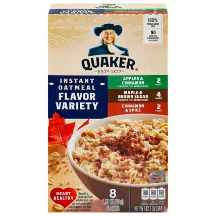 Flavor Variety Apples & Cinnamon/Maple & Brown Sugar/Cinnamon & Spice Instant Oatmeal 8 Packets