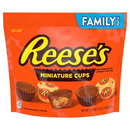 REESE'S Miniatures Milk Chocolate Peanut Butter Cups Easter Candy Family Pack