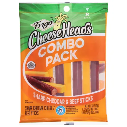 Heads Sharp Cheddar & Beef Sticks Combo Pack 8 ea