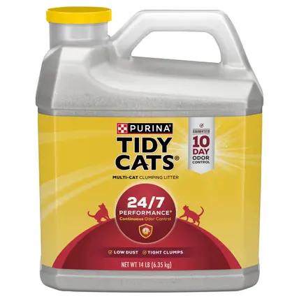 Purina Tidy Cats Clumping Cat Litter, 24/7 Performance Multi Cat Litter - 14 lb. Jug