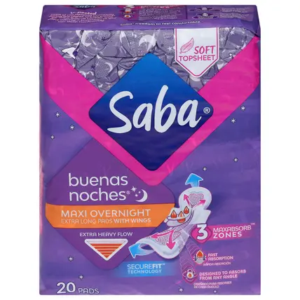 Extra Heavy Flow Maxi Overnight Pads 20 ea