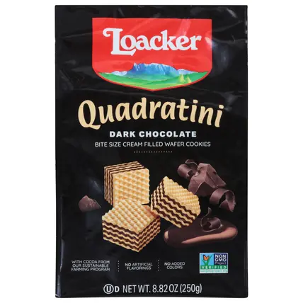 Loacker Quadratini Dark Chocolate Wafer Cookies Bite Size 8.82 oz