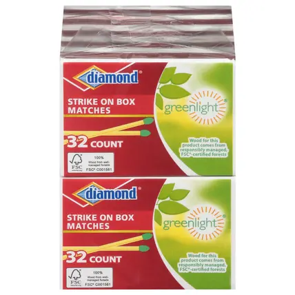 Diamond Green Light Strike on Box Matches 10 ea