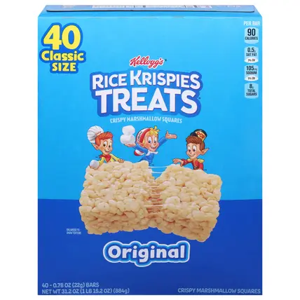 Rice Krispies Treats Original Crispy Marshmallow Squares Classic Size 40 - 0.78 oz Bars