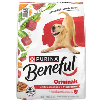 Beneful Originals With Farm-Raised Beef Natural Dog Food Dry Recipe With Added Vitamins, Minerals and Nutrients - 14 lb. Bag