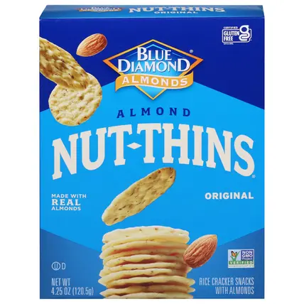 Blue Diamond Almonds Nut-Thins Almond Original Rice Cracker Snacks 4.25 oz
