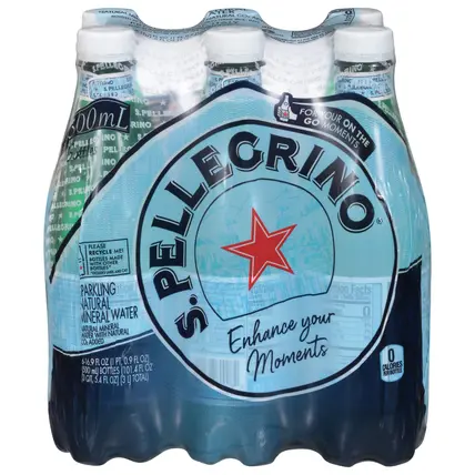 S.Pellegrino Natural Sparkling Mineral Water 6 - 16.9 fl oz Bottles