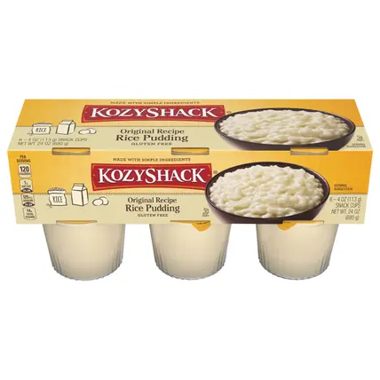 Rice Pudding Snack Cups, Gluten Free Dessert, 4 oz, 6 ct