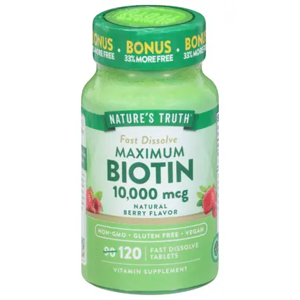 Fast Dissolve Maximum Natural Berry Flavor 10,000 mcg Biotin 120 Tablets