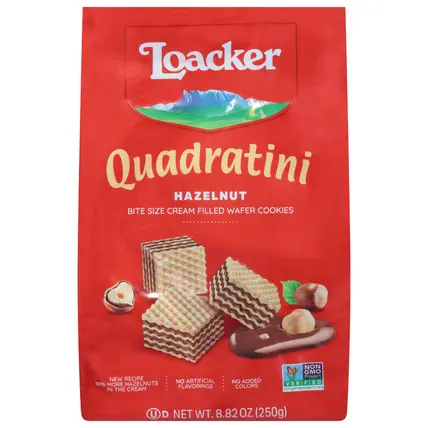 Loacker Quadratini Hazelnut Wafer Cookies Bite Size 8.82 oz