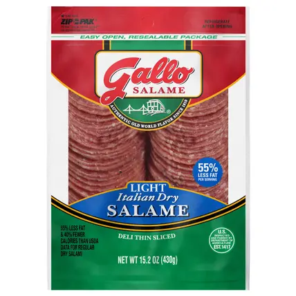 Gallo® Salame Deli Thin Sliced Light Italian Dry Salame, 15.2 oz.