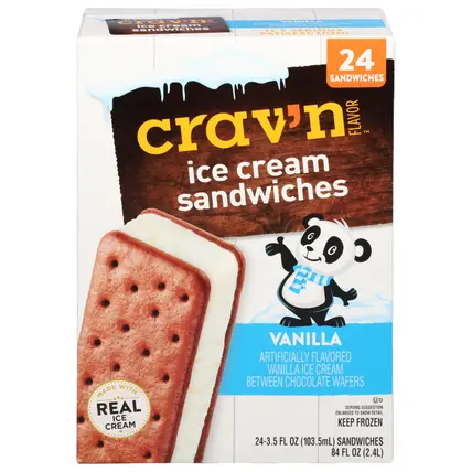 Vanilla Ice Cream Sandwiches 24 ea