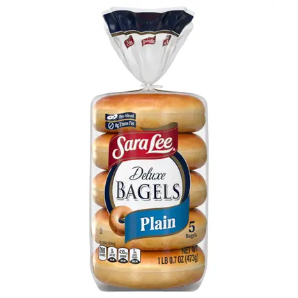 Deluxe Plain Bagels, 5 count, 16.7 oz