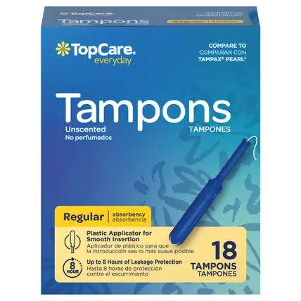 TopCare Everyday Plastic Applicator Regular Absorbency Unscented Tampons 18 ea