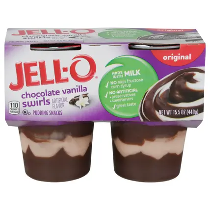 Jell-O Original Chocolate Vanilla Swirls Pudding Snacks 15.5 oz