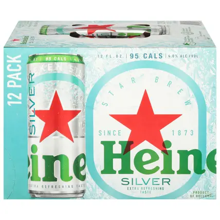Heineken Premium Malt Lager Silver Beer 12 - 12 fl oz Cans