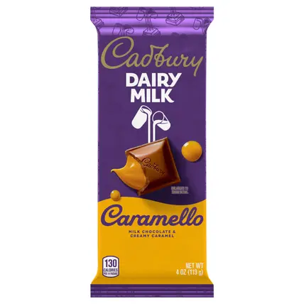 CADBURY DAIRY MILK CARAMELLO Milk Chocolate Caramel Candy Bar, 4 oz