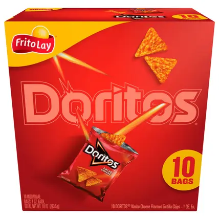 Doritos Nacho Cheese Flavored Tortilla Chips 10 - 1 oz Bags