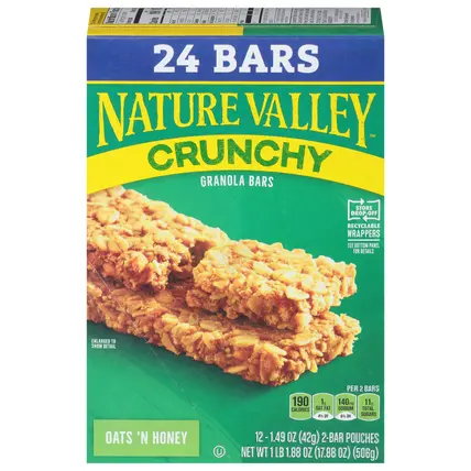 Nature Valley Crunchy Oats 'N Honey Granola Bars 24 12 - 1.49 oz Pouches