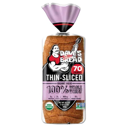 Dave's Killer Bread Organic 100% Whole Wheat Thin-Sliced Bread 20.5 oz