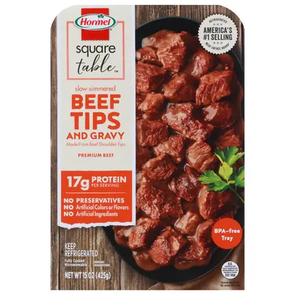 Square Table Slow Simmered Beef Tips & Gravy 15 oz